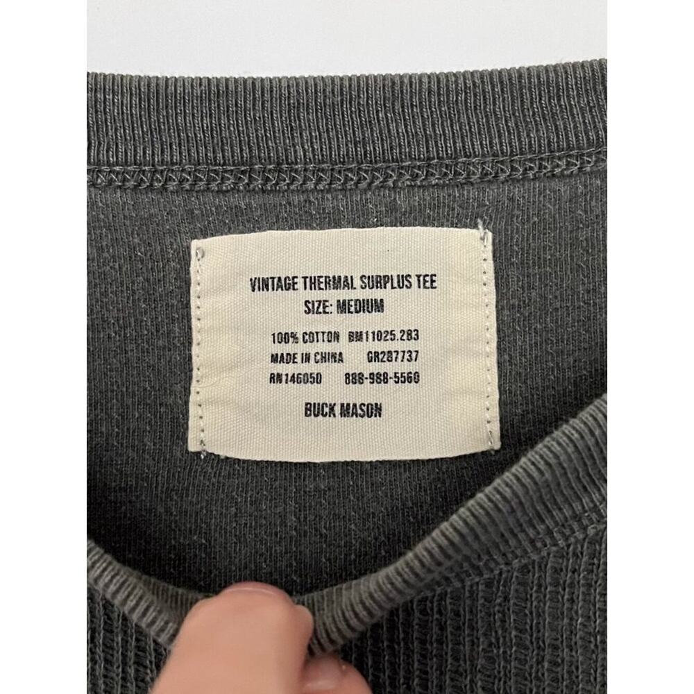 Buck Mason Vintage Thermal Surplus Tee Long Sleeve Waffle Crew Size Medium Gray - Picture 9 of 14